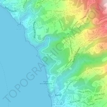 Mappa topografica Blanchette, altitudine, rilievo