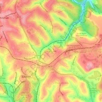Mappa topografica Surgeon Hall, altitudine, rilievo