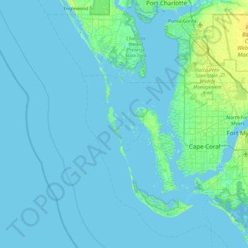 Mappa topografica Useppa Island, altitudine, rilievo