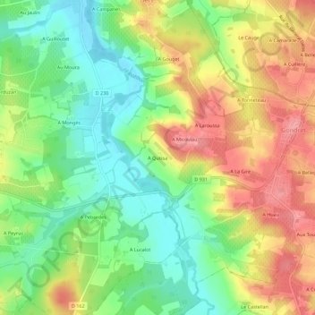 Mappa topografica A Quissa, altitudine, rilievo