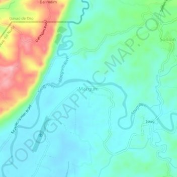 Mappa topografica Macgum, altitudine, rilievo