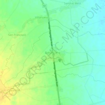 Mappa topografica Babanuang, altitudine, rilievo