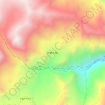Mappa topografica Orogolday, altitudine, rilievo