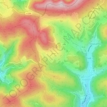 Mappa topografica Lehen, altitudine, rilievo
