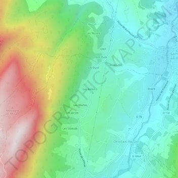 Mappa topografica Les Belles, altitudine, rilievo