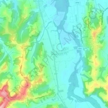 Mappa topografica La Rosa, altitudine, rilievo