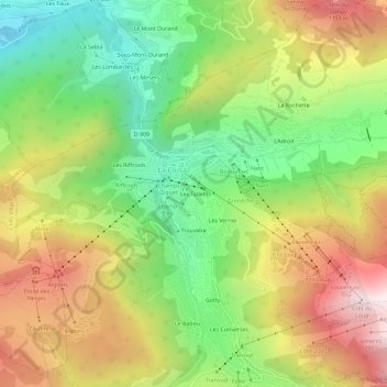 Mappa topografica Les Tollets, altitudine, rilievo