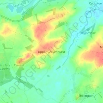 Mappa topografica Upper Gravenhurst, altitudine, rilievo