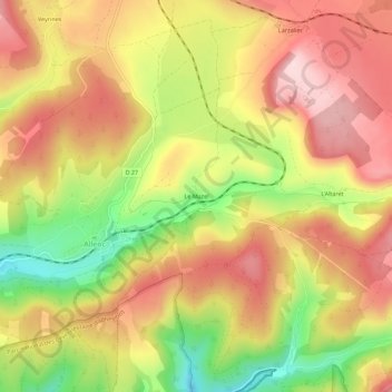 Mappa topografica Le Mazel, altitudine, rilievo
