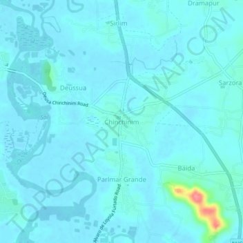 Mappa topografica Chinchinim, altitudine, rilievo