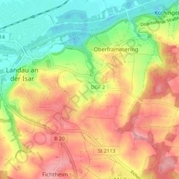 Mappa topografica Thalham, altitudine, rilievo