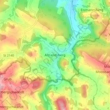 Mappa topografica Altrandsberg, altitudine, rilievo
