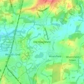 Mappa topografica Old Wivelsfield, altitudine, rilievo
