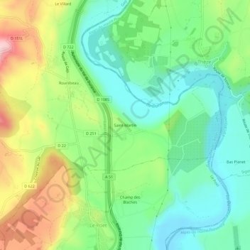 Mappa topografica Saint-Martin, altitudine, rilievo