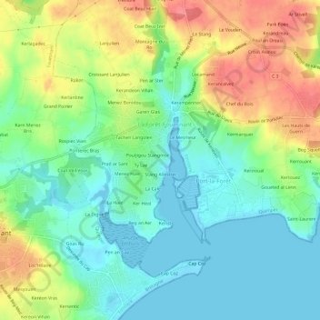 Mappa topografica Stang Allestrec, altitudine, rilievo