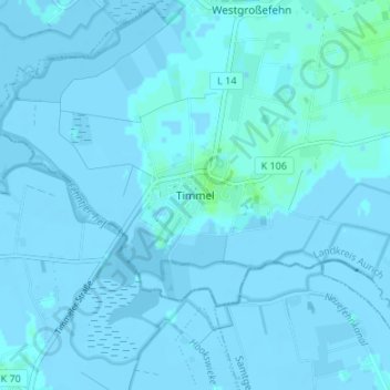 Mappa topografica Timmel, altitudine, rilievo