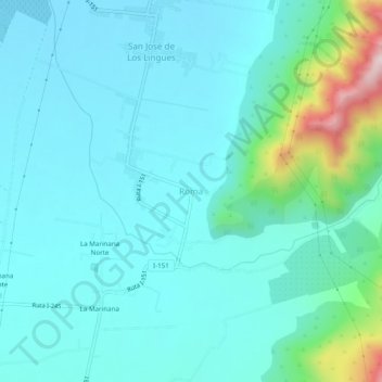 Mappa topografica Roma, altitudine, rilievo