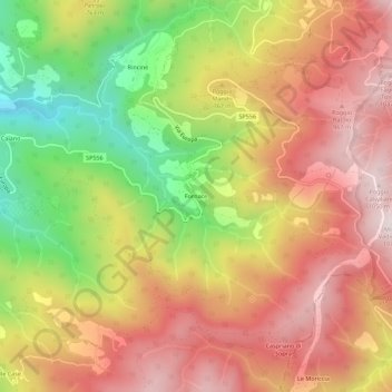Mappa topografica Fornace, altitudine, rilievo