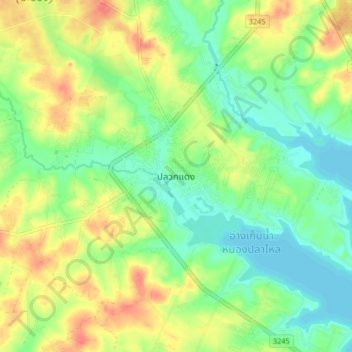 Mappa topografica Pluak Daeng, altitudine, rilievo