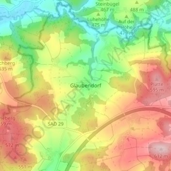 Mappa topografica Glaubendorf, altitudine, rilievo