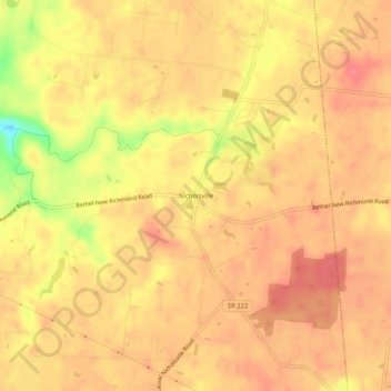 Mappa topografica Nicholsville, altitudine, rilievo