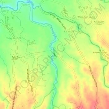 Mappa topografica Pantihan Falls, altitudine, rilievo