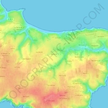 Mappa topografica Borduro, altitudine, rilievo