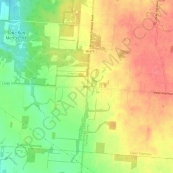 Mappa topografica Marcy, altitudine, rilievo