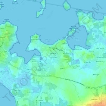 Mappa topografica Kerjacob, altitudine, rilievo