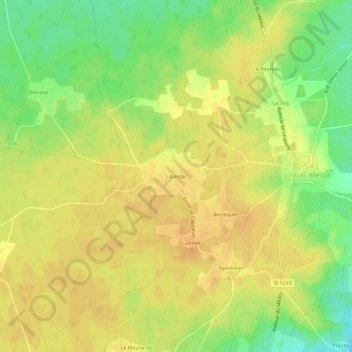 Mappa topografica Libardac, altitudine, rilievo