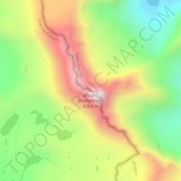 Mappa topografica Mount Humphreys, altitudine, rilievo