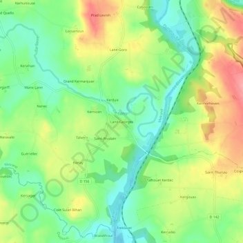 Mappa topografica Lann Georges, altitudine, rilievo