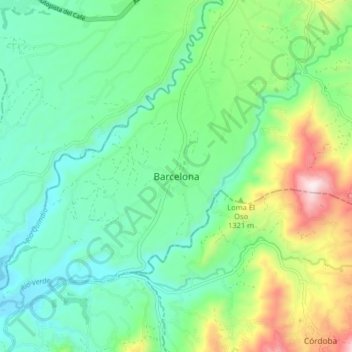 Mappa topografica Barcelona, altitudine, rilievo
