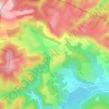 Mappa topografica Rocozels, altitudine, rilievo