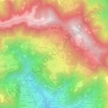 Mappa topografica Arnosto, altitudine, rilievo