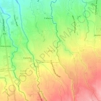 Mappa topografica Lallana, altitudine, rilievo