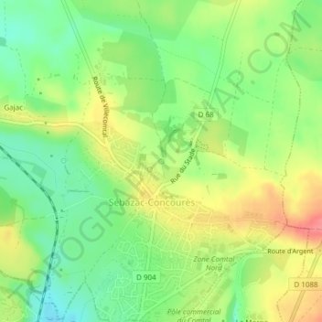 Mappa topografica Fontaine, altitudine, rilievo
