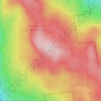 Mappa topografica South Mountain, altitudine, rilievo