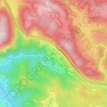 Mappa topografica Azpíroz, altitudine, rilievo