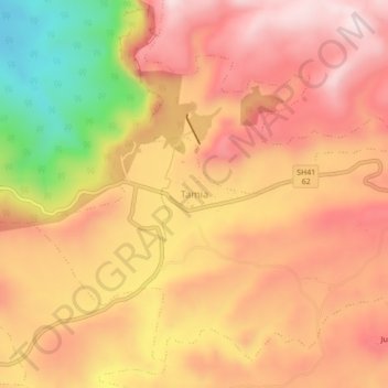 Mappa topografica Tamia, altitudine, rilievo