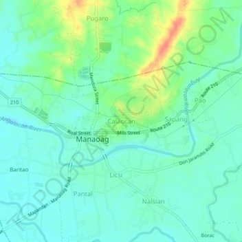 Mappa topografica Calaocan, altitudine, rilievo