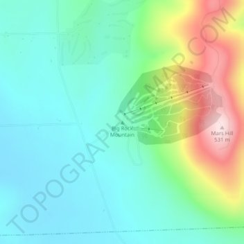 Mappa topografica Big Rock Mountain, altitudine, rilievo