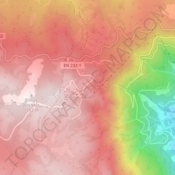 Mappa topografica Penhas Douradas, altitudine, rilievo