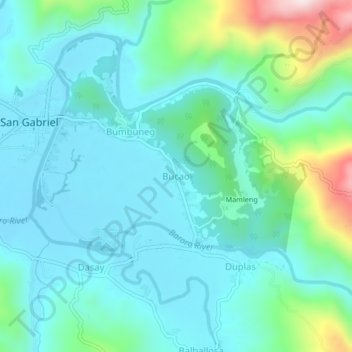 Mappa topografica Bucao, altitudine, rilievo