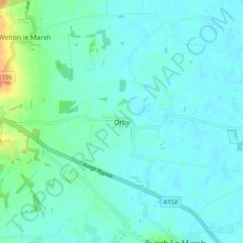 Mappa topografica Orby, altitudine, rilievo