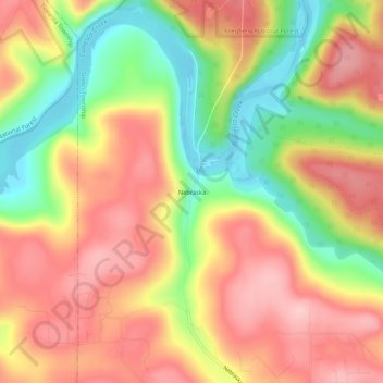Mappa topografica Nebraska, altitudine, rilievo