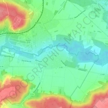 Mappa topografica Bouray-sur-Juine, altitudine, rilievo