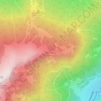 Mappa topografica Oberberg, altitudine, rilievo