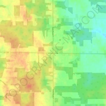 Mappa topografica Williamsfield, altitudine, rilievo