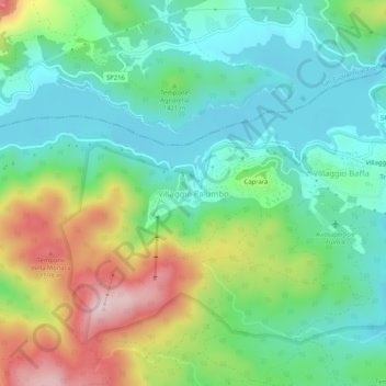 Mappa topografica Villaggio Palumbo, altitudine, rilievo